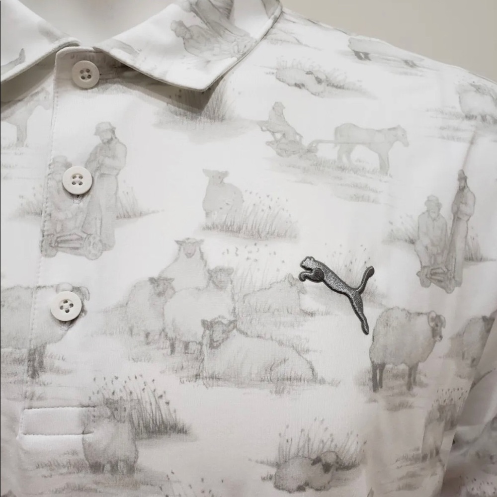 Puma Men's Cloudspun Mowers Polo 532162-01 Bright White-High Rise Size XXL